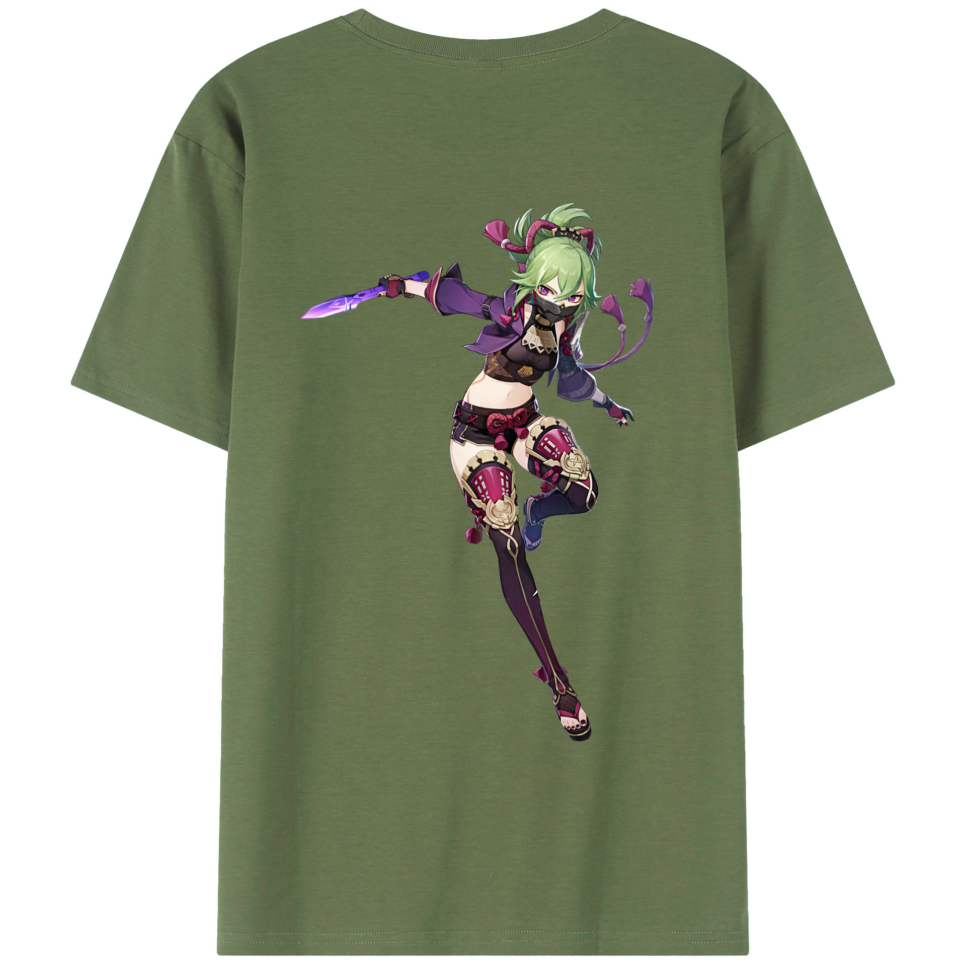 げんし神  久岐忍 くき しのぶ genshin Kuki Shinobu 綿100％ メンズ半袖Tシャツ（バックプリント） 通気性